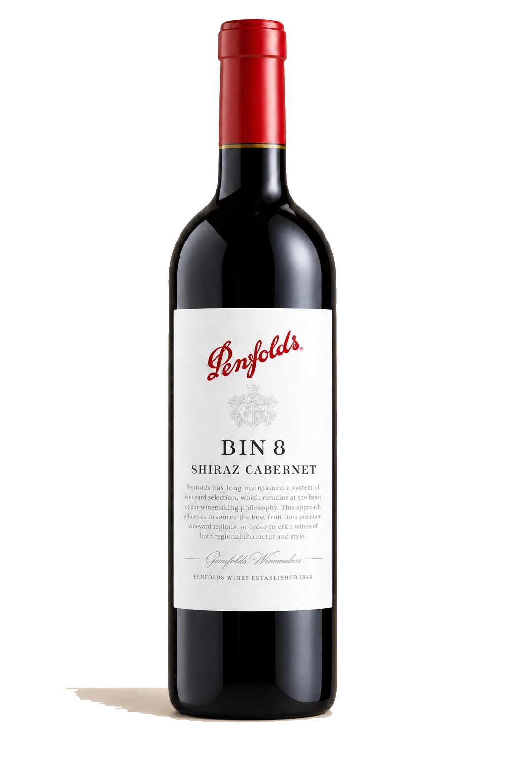 Representative Penfolds Bin 8 Shiraz Cabernet bottle illustration