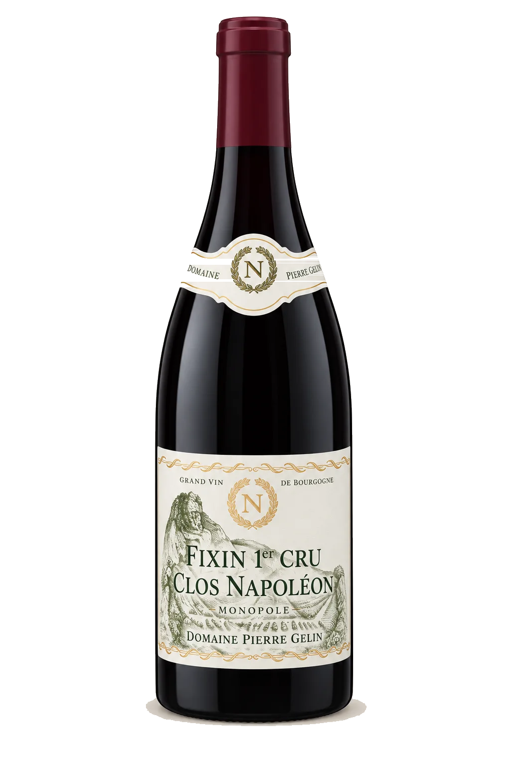 Representative Pierre Gelin Fixin 1er Cru Clos Napoléon Monopole bottle illustration