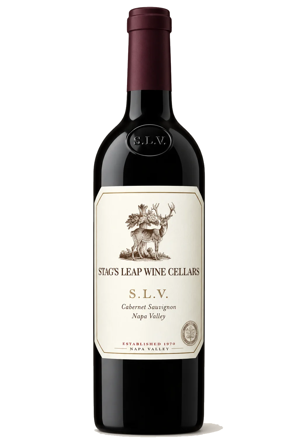 Representative Stag’s Leap Wine Cellars S.L.V. Cabernet Sauvignon bottle illustration